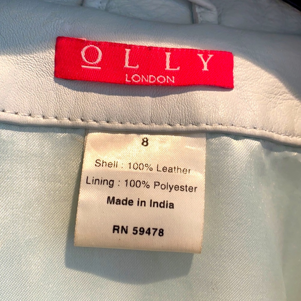 Vintage, Pale Blue, Leather Blazer - Picture 3 of 7